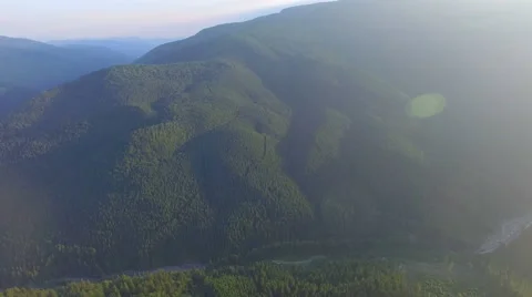 Mountain landscape on a sunny day. aerial view Stock Footage