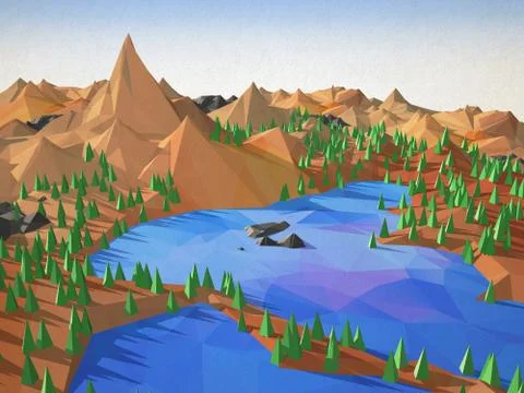 Mountain landscape at sunset Stock Illustration