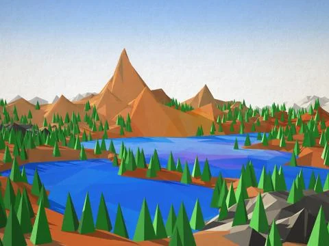 Mountain landscape at sunset Stock Illustration