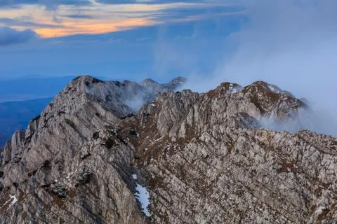 Mountain landscape in sunset Stock Photos