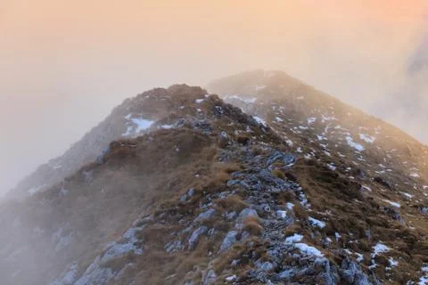 Mountain landscape in sunset Stock Photos