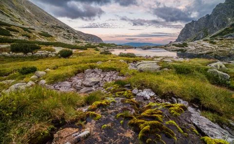 Mountain Landscape with a Tarn Stock Photos