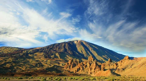 Mountain landscape, Teide volcano view, Canary islands, Spain. Time-lapse. Stock-Footage 38140616