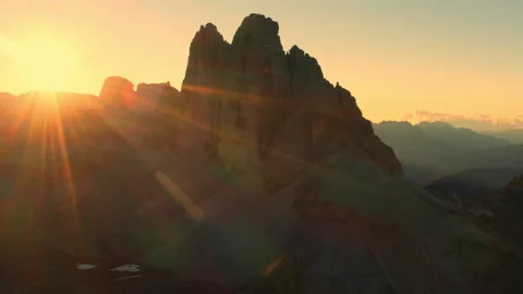 Mountain landscape of Three Peaks of Lavaredo at sunrise Stock Footage 220893117