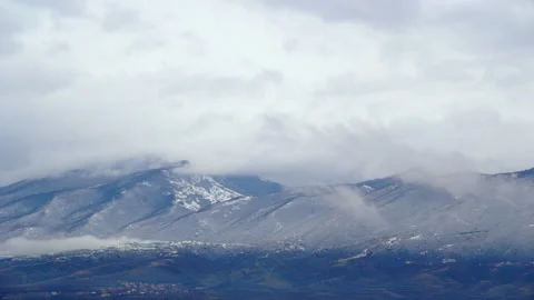 Mountain Landscape Timelapse with fast moving fog,mist,cloud Video stock 141900206