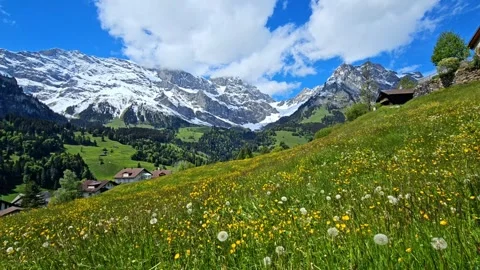 Mountain Landscape Timelapse with Fast Moving Clouds in Engelberg Stock Footage 337460383