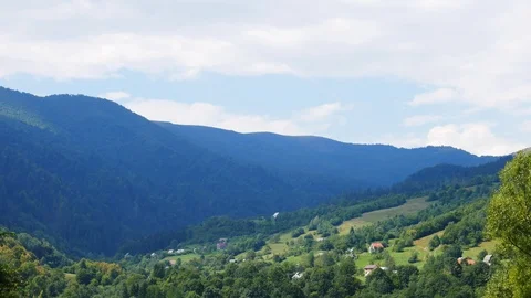 Mountain landscape. Timelapse of moving clouds Stock Footage 119537838