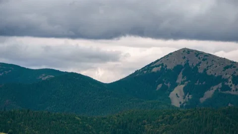 Mountain landscape timelapse moving clouds in Carpathian Ukraine Stock Footage 135960565