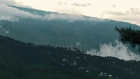 Mountain landscape timelapse moving clouds in Dhumakot, Uttrakhand, India. Stock Footage 144632260