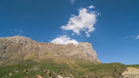 Mountain landscape. Timelapse of moving clouds Stock Footage 155335499