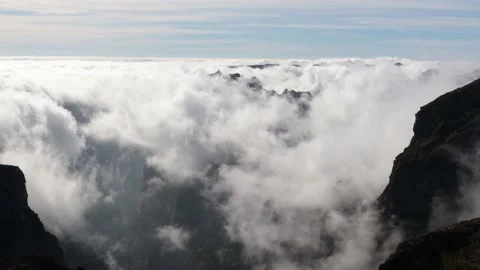 Mountain landscape timelapse moving clouds in Madeira island, Portugal Stock Footage 162617344