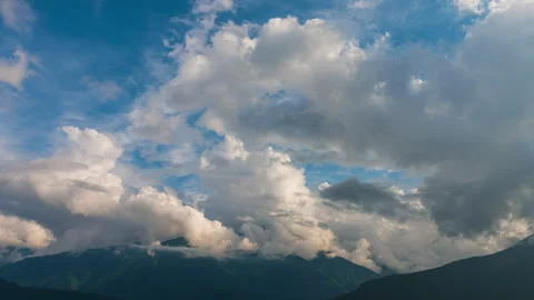Mountain landscape. Timelapse of moving clouds Stock Footage 253097036