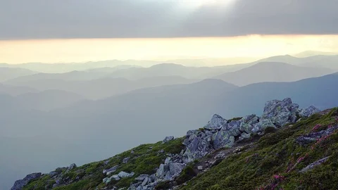 Mountain landscape from the top of the mountain Stock Footage 117296282