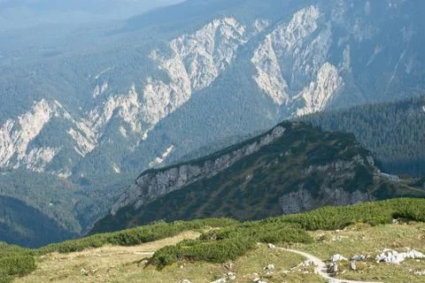 Mountain landscape with trail Stock Photos