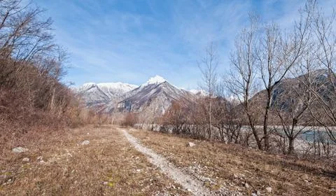 Mountain landscape with trail . Stock Photos