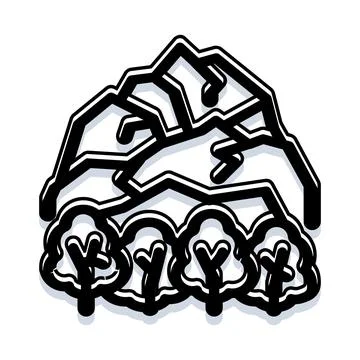 Mountain landscape with trees and nature icon Stock Illustration