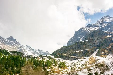 Mountain landscape under sky with clouds Stock Photos
