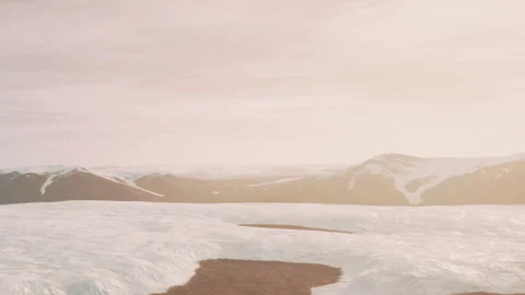 Mountain landscape under sunlight with snow and ice in the background Stock Footage 343944917