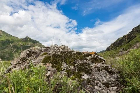 Mountain landscape in the valley of the confluence of the Katun and Maly Yalo Stock Photos