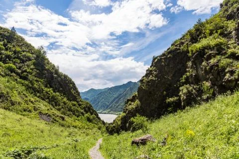 Mountain landscape in the valley of the confluence of the Katun and Maly Yalo Stock Photos