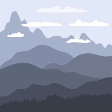 Mountain landscape - vector background illustration. Hills and mountains laye Stock Illustration