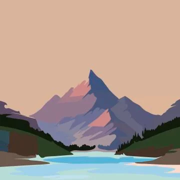 Mountain landscape. Vector illustration breathtaking Stock Illustration