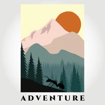 Mountain landscape vector illustration design graphic, ant , adventure illust Stock Illustration