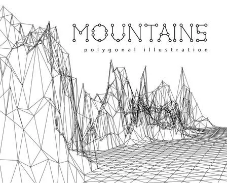 Mountain landscape vector illustration Low-poly geometric 3D mountain land... Stockfoto's