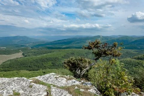 Mountain landscape, view from a height Stock Photos