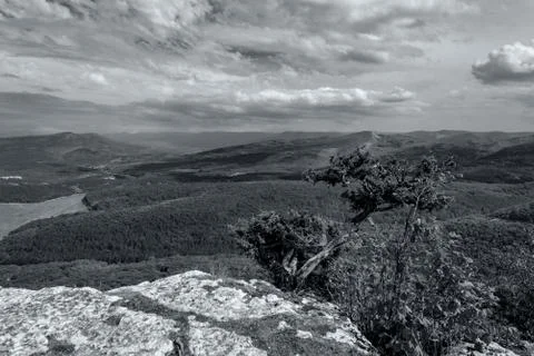 Mountain landscape, view from a height Stock Photos