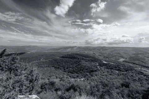 Mountain landscape, view from a height Stock Photos