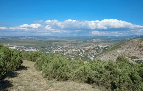 Mountain landscape, view from a height Stock Photos