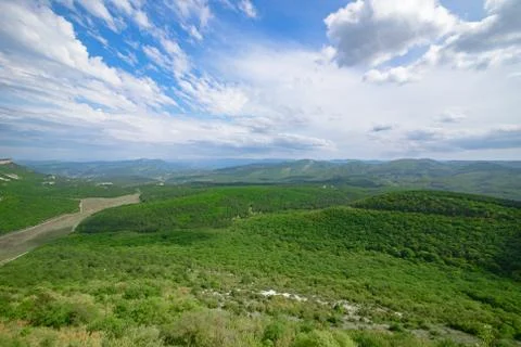 Mountain landscape, view from a height Stock Photos