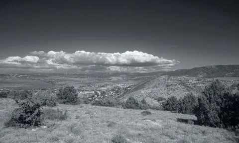 Mountain landscape, view from a height Stock Photos