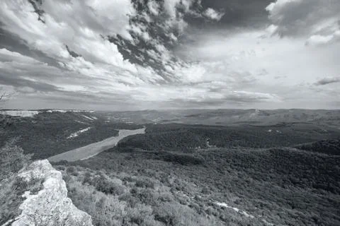 Mountain landscape, view from a height Stock Photos