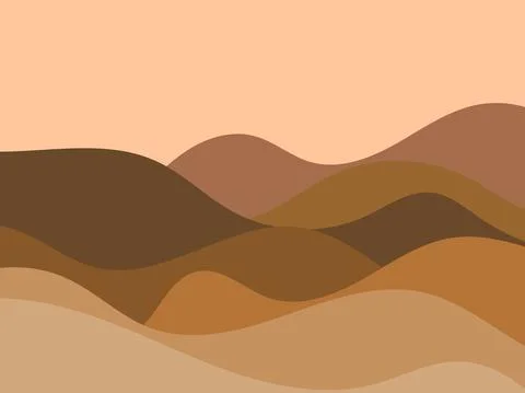 Mountain landscape view, minimalistic flat style. Wavy landscape with boho st Stock Illustration
