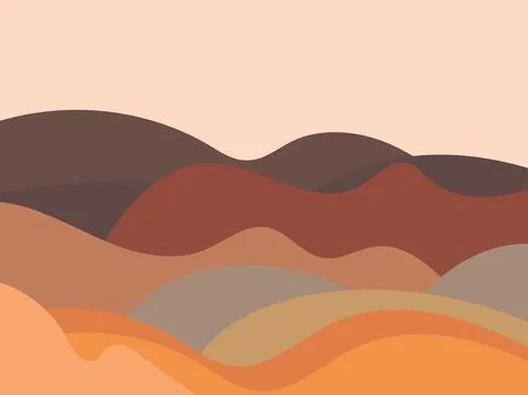 Mountain landscape view, minimalistic flat style. Wavy landscape with boho st Stock-Illustration