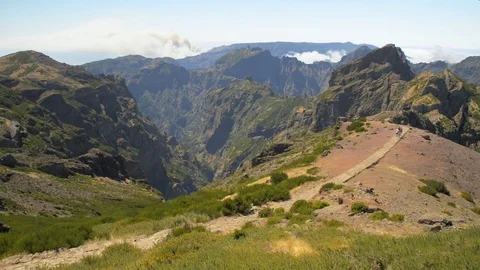 Mountain landscape. View of mountains from Pico Areeiro Madeira Island, Stock Footage 79950893