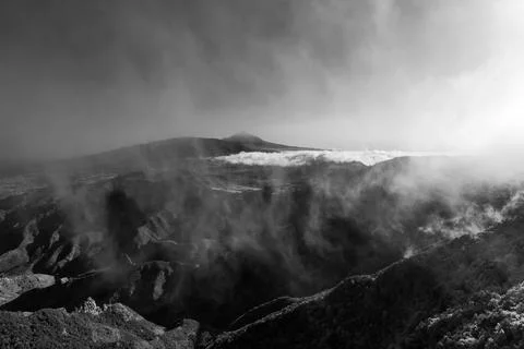 Mountain landscape. View from the observation deck: Mirador Pico del Ingles.  Stockfoto's