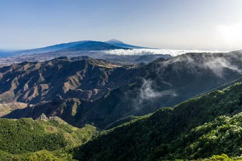 Mountain landscape. View from the observation deck: Mirador Pico del Ingles.  Stock Photos