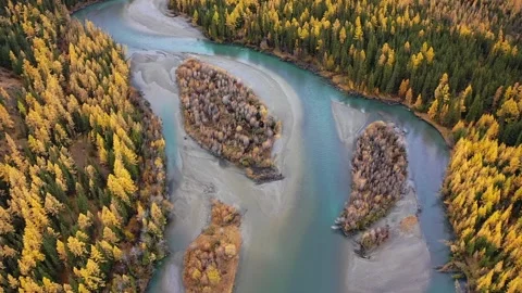 Mountain landscapes overlooking a mountain river. Stock Footage 220034281