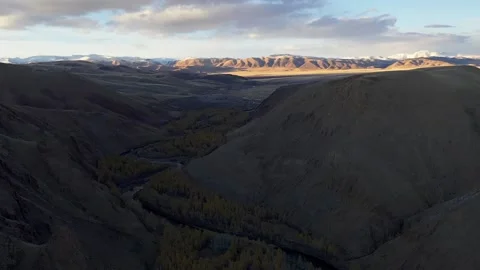 Mountain landscapes overlooking a mountain river. Stock Footage 220034468