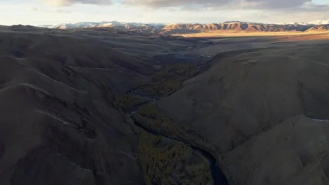 Mountain landscapes overlooking a mountain river. Stock Footage 220034483