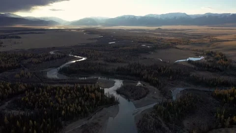 Mountain landscapes overlooking a mountain river. Stock Footage 220034495