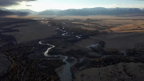 Mountain landscapes overlooking a mountain river. Stock Footage 220034496