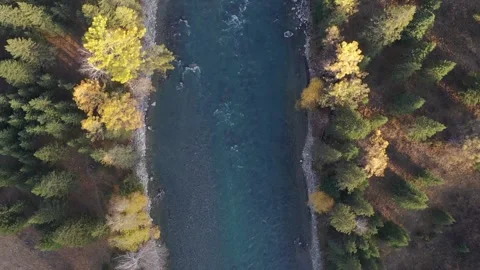 Mountain landscapes overlooking a mountain river. Stock Footage 220034522