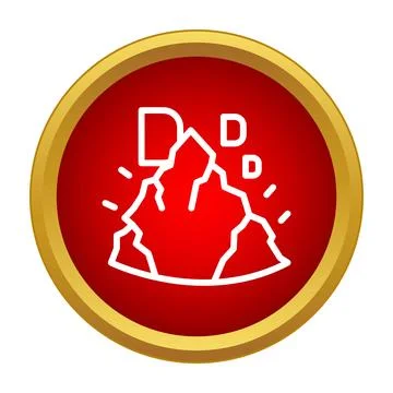 Mountain landslide with falling debris danger icon Stock Illustration