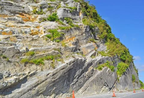 Mountain layer texture with blue skies Stock Photos