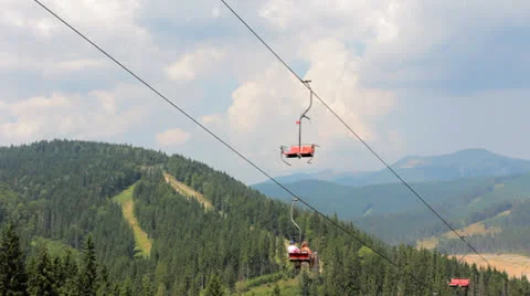 Mountain Lift Through Sky Stock Footage 26731255