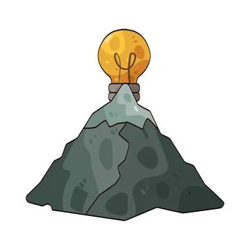Mountain with lightbulb illustration Stock Illustration